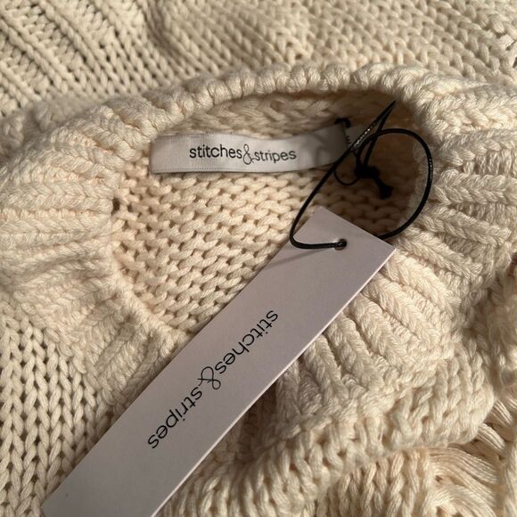 Solid & Stripes Crew Neck Beige Distressed Sweater(Size Medium) - Picture 5 of 5